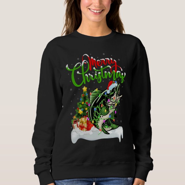 Walleye Fish   Xmas Decorations Santa Walleye Chri Sweatshirt (Front)