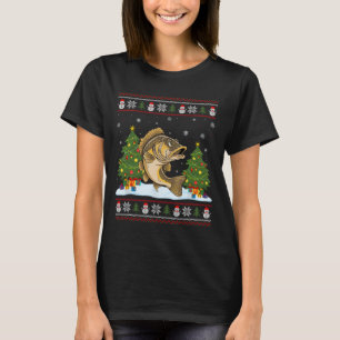 Walleye Fish Xmas Tree Light Funny Men Women Ugly T-Shirt