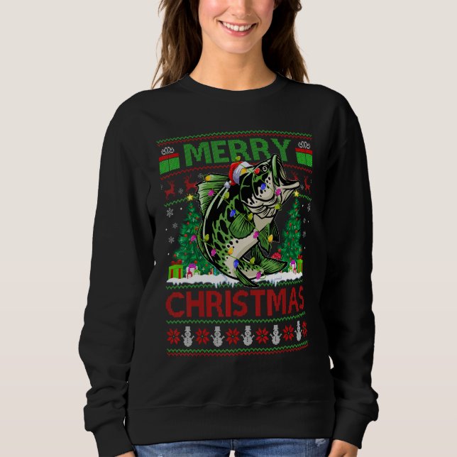 Walleye Fish   Xmas Tree Ugly Santa Walleye Christ Sweatshirt (Front)