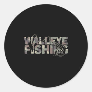 Walleye Fisherman Camouflage Walleye Fishing Classic Round Sticker