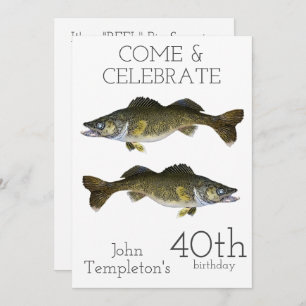 Walleye Fishing Adult Men's Birthday Sports 40th Invitation