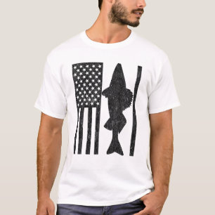 Walleye Fishing American Flag - Fisherman Gift T-Shirt