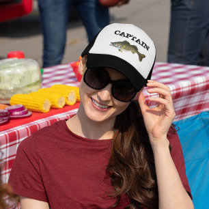 Walleye Fishing Boat Charter Captain Trucker Hat