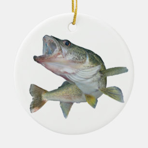 Walleye fishing ceramic ornament