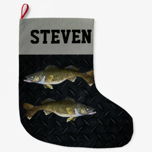 Walleye Fishing Cool Sports Men's Pickerel  Large Christmas Stocking