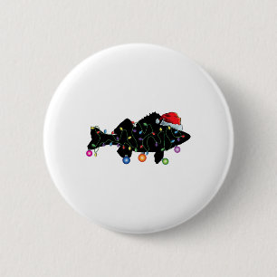 Walleye Fishing Funny Christmas Lights Fish Santa 6 Cm Round Badge