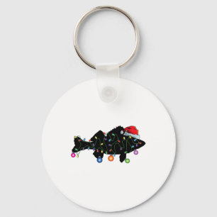 Walleye Fishing Funny Christmas Lights Fish Santa Key Ring