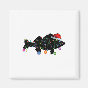 Walleye Fishing Funny Christmas Lights Fish Santa Magnet