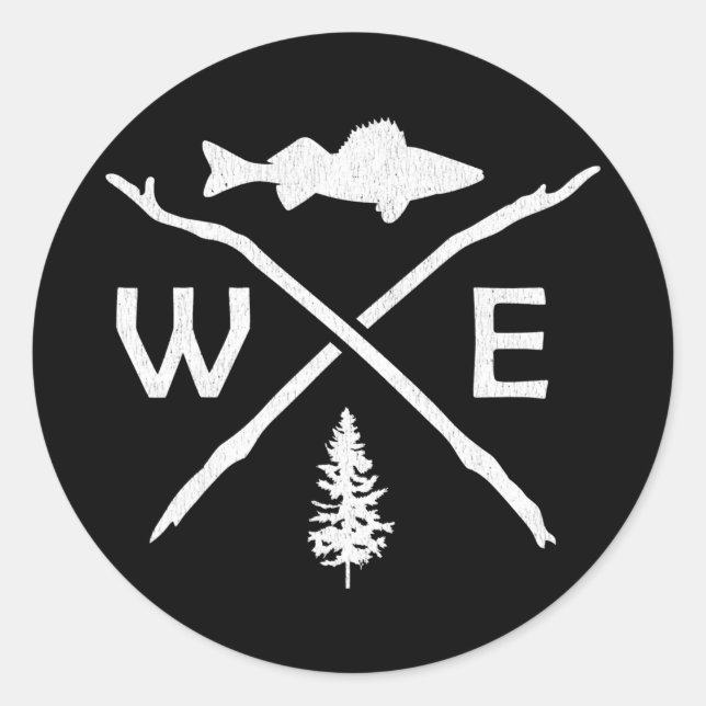 Walleye Fishing Outdoor Compass Fisherman Gift  Classic Round Sticker (Front)