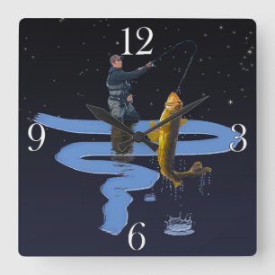 Walleye Fishing Outdoor Fisherman's Sporting Gift Square Wall Clock