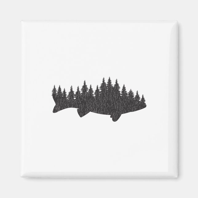 Walleye Fishing Sauger Fisherman Pine Forest  Magnet (Front)