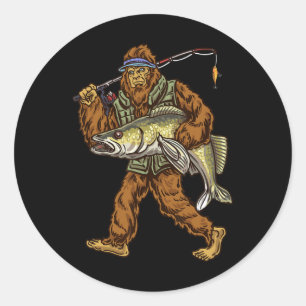 Walleye Fishing Sauger Hunting Bigfoot Fishermen Classic Round Sticker