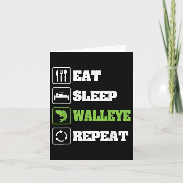 Walleye Fishing Shirts For Men Funny Fishing  Card (Front)