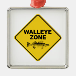 Walleye Fishing Zone Metal Ornament