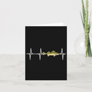 Walleye Heartbeat For Freshwater Fish Fishing Love Card