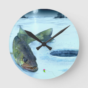 Walleye Ice Round Clock