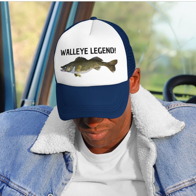 Walleye Legend Funny Fishing Fisherman Angler Gift Trucker Hat (Creator Uploaded)
