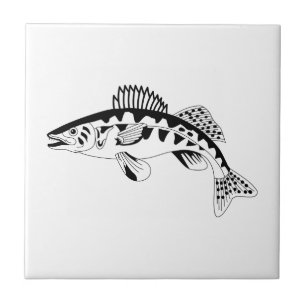 Walleye Outline Ceramic Tile