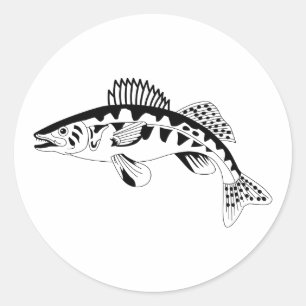 Walleye Outline Classic Round Sticker
