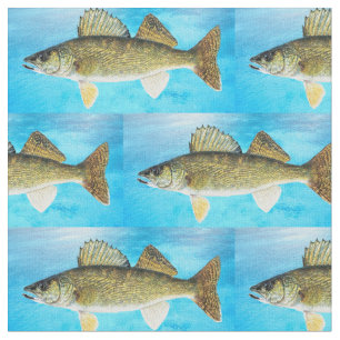 Walleye Pattern on Blue Fabric