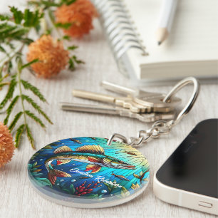 Walleye Pike in Lake Modern Key Ring