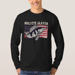 Walleye slayer Outdoorman fisherman American Flag T-Shirt