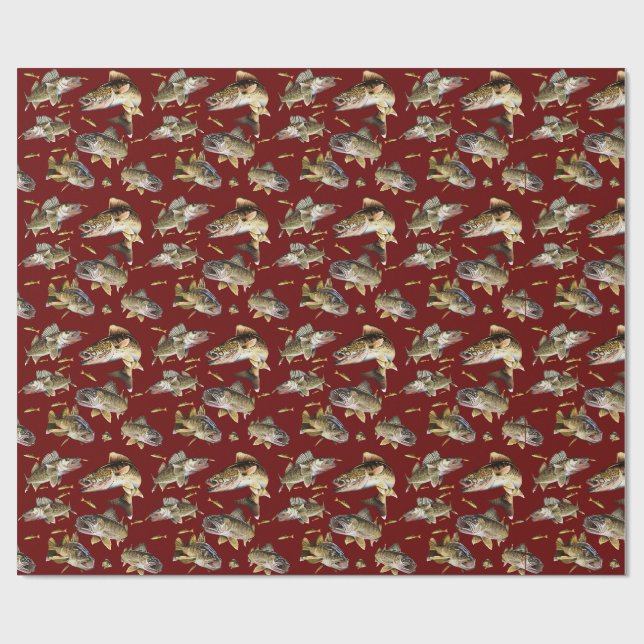 Walleyes Swimming Wrapping Paper (Flat)