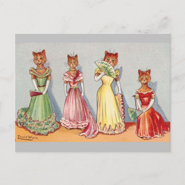 Wallflower Cats by Louis Wain Postcard (Front)