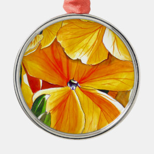 Wallflower original watercolour floral art metal ornament