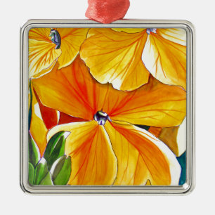Wallflower original watercolour floral art metal ornament