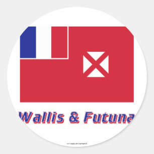 Wallis and Futuna Flag with Name Classic Round Sticker