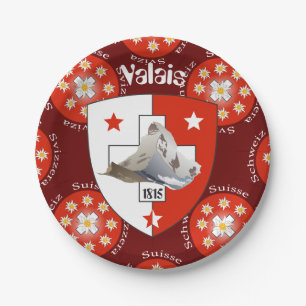 Wallis - Valais Schweiz - Suisse Teller Paper Plate