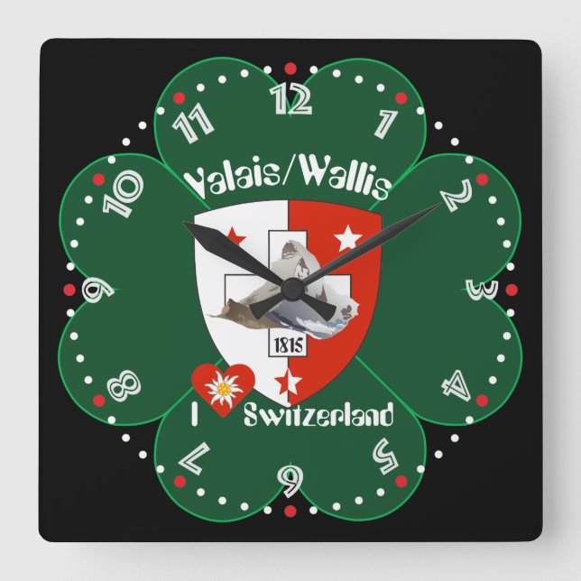 Wallis Valais Schweiz Suisse Uhr Square Wall Clock (Front)