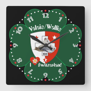 Wallis Valais Schweiz Suisse Uhr Square Wall Clock