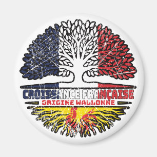 Wallonia Walloon French France Tree Roots Flag Magnet