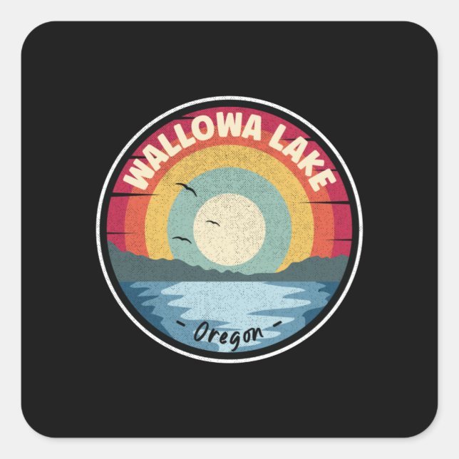 Wallowa Lake Oregon Colourful Scene Square Sticker (Front)