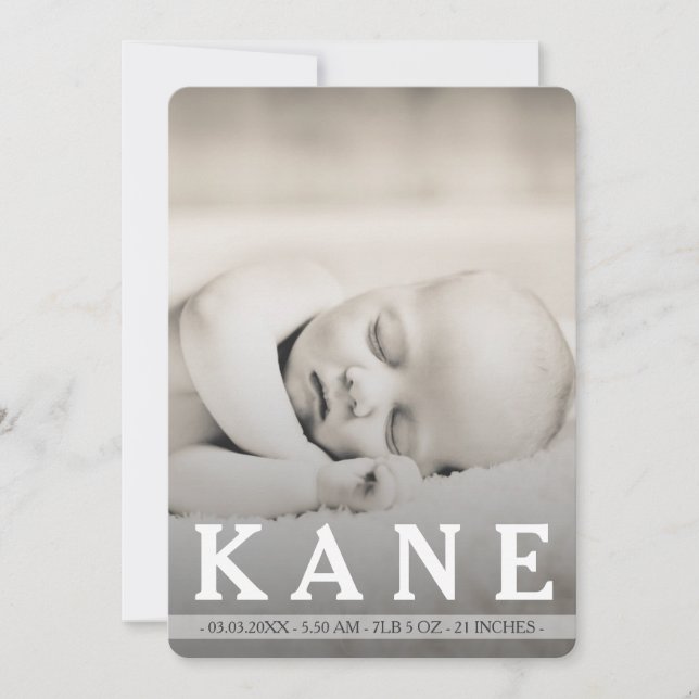 Wallpaper Baby Boy Birth Announcement Photo Card (Front)