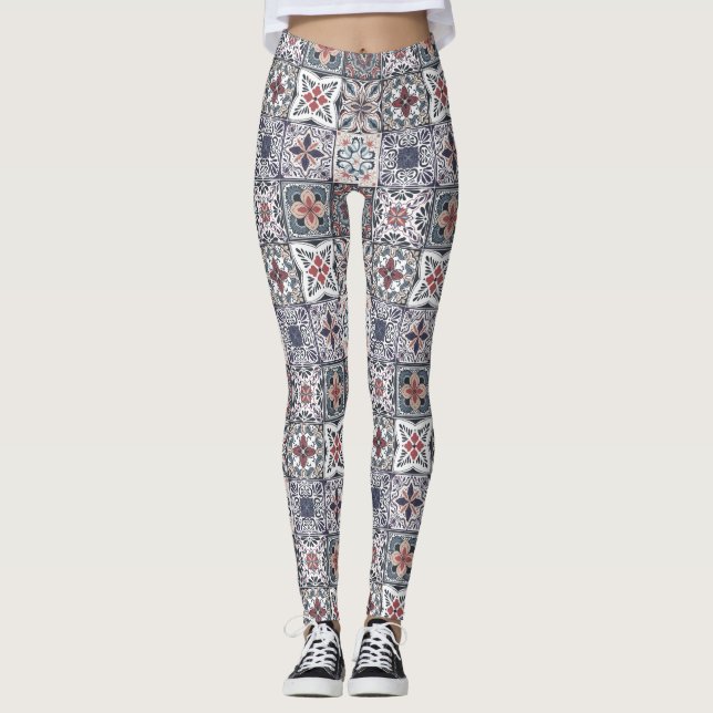 Wallpaper Backsplashes/Talavera inspired tiles 2 Leggings (Front)