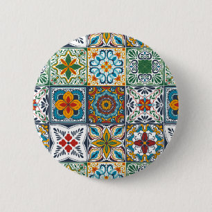Wallpaper Backsplashes/Talavera inspired tiles 6 Cm Round Badge