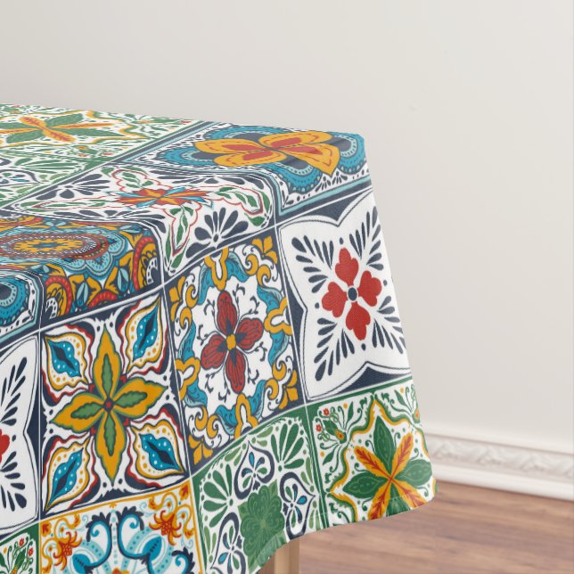 Wallpaper Backsplashes/Talavera inspired tiles Tablecloth (In Situ)