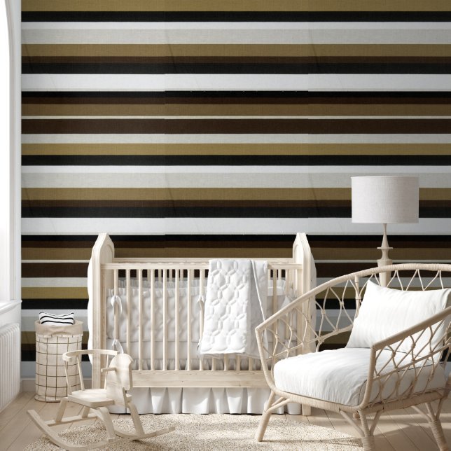 Wallpaper Brown Black Beige & White Stripe (Kids)