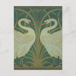 Wallpaper Design for panel of "Swan, Rush & Iris" Postcard