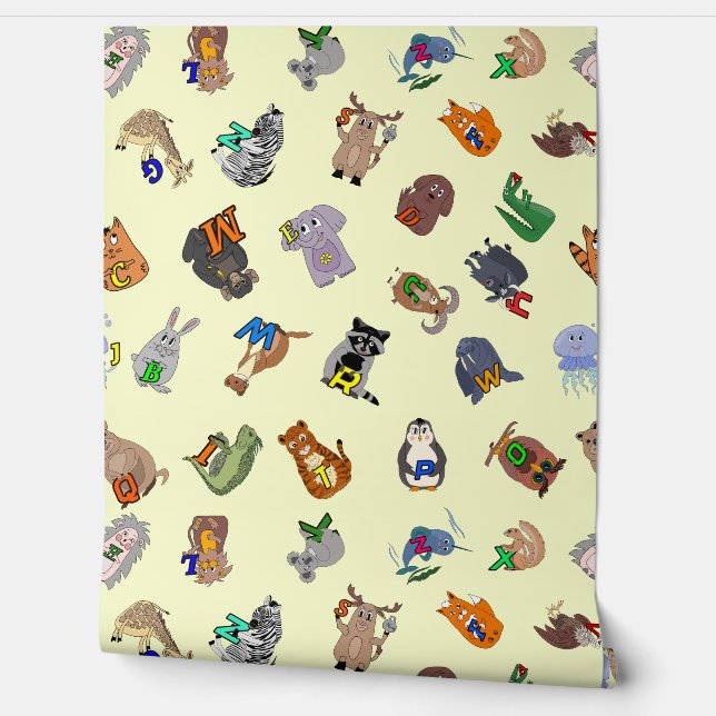 Wallpaper Educational print with a fun animal alph (Unrolling)