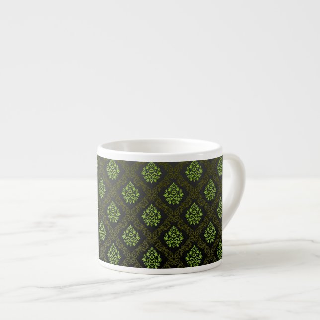 Wallpaper Floral Green Espresso Cup (Front Right)