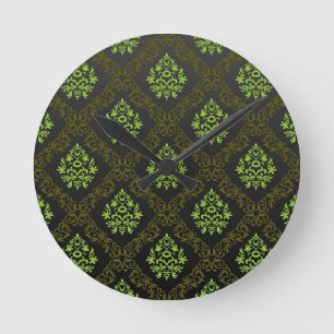 Wallpaper Floral Green Round Clock