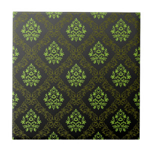Wallpaper Floral Green Tile
