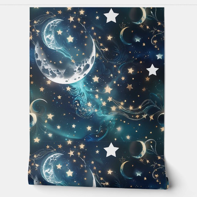 Wallpaper - Icy Blue Celestial Moon Phases (Unrolling)