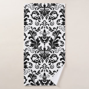 Wallpaper in the style of Baroque. Seamless backgr Bath Towel