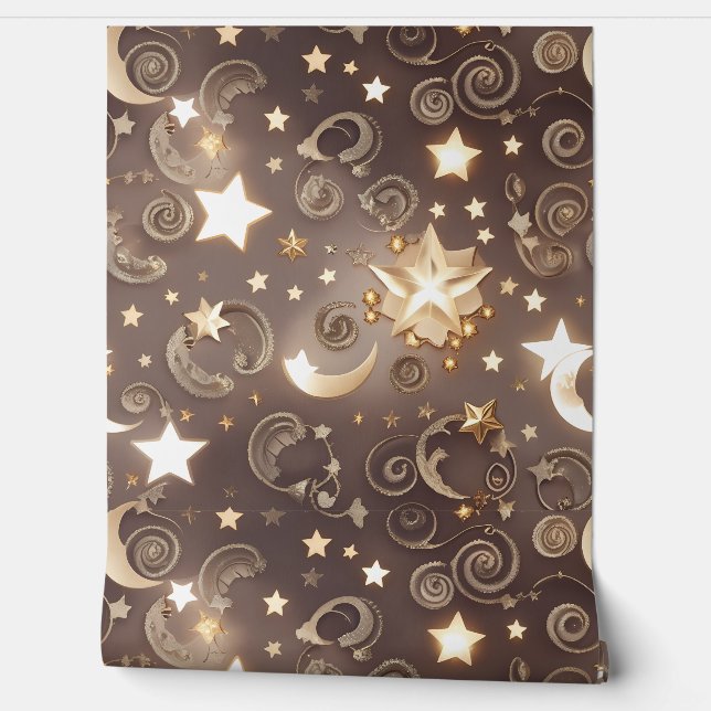 Wallpaper - Luxury Champagne Gold Celestial Moon (Unrolling)