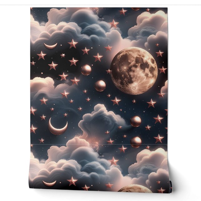 Wallpaper - Luxury Rose Gold Celestial Moon (Unrolling)